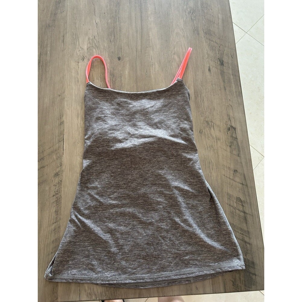 Lululemon Dancing Warrior Tank Top Gray Pink Straps Size 6 Women’s Shirt